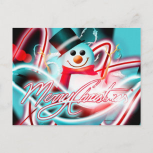 Merry Christmas snowman Holiday Postcard