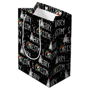 Merry Christmas Snowman in Snowflakes Medium Gift Bag