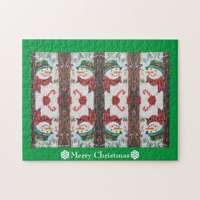 Merry Christmas Snowman Jigsaw Puzzle (Horizontal)