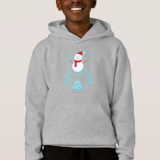 Merry Christmas Snowman Kids Pullover Hoodie