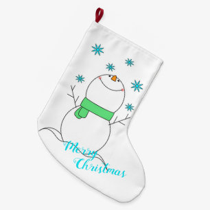 Merry Christmas Snowman Large Christmas Stocking