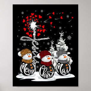 Merry Christmas Snowman Leopard Buffalo Red Plaid Poster