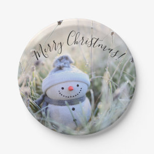 Merry Christmas Snowman Party Paper Plates