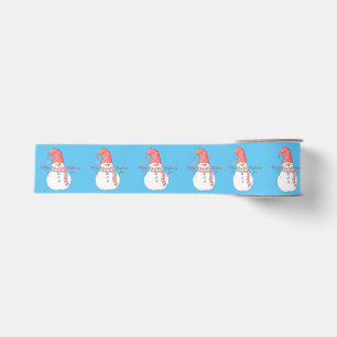 Merry Christmas Snowman Pattern Grosgrain Ribbon