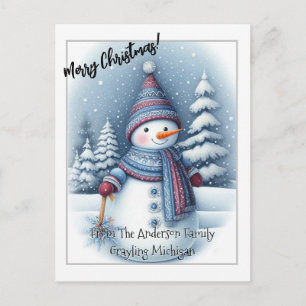 Merry Christmas Snowman, Personalised  Postcard