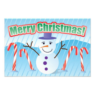 MERRY CHRISTMAS SNOWMAN PHOTO PRINT