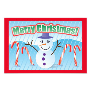 MERRY CHRISTMAS SNOWMAN PHOTO PRINT
