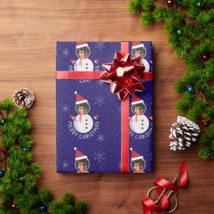 Merry Christmas Snowman Photo Wrapping Paper