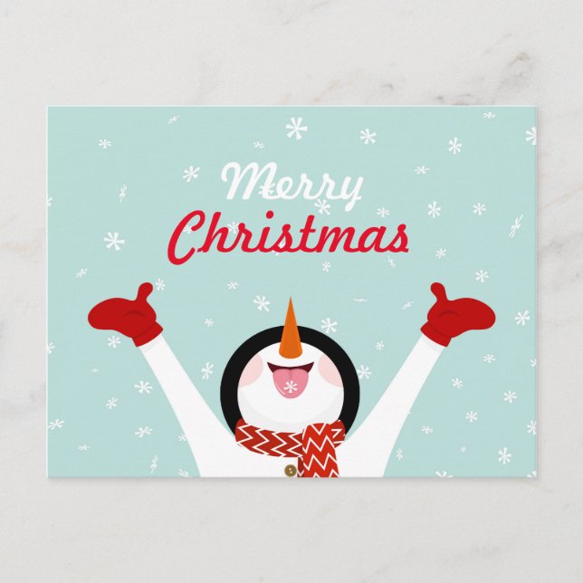 Merry Christmas Snowman Postcard (Front)