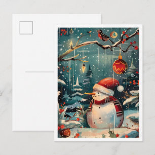 Merry Christmas Snowman Postcard