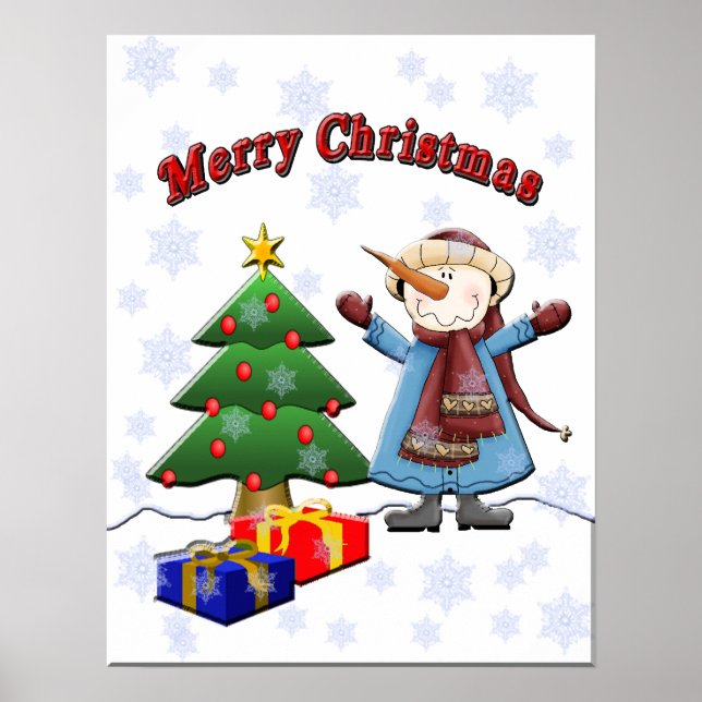 Merry Christmas Snowman Poster (Front)