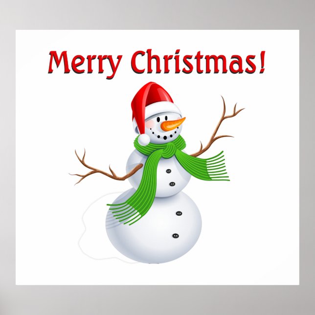 Merry Christmas Snowman Poster (Front)