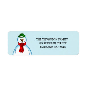 Merry Christmas Snowman Return Address Label