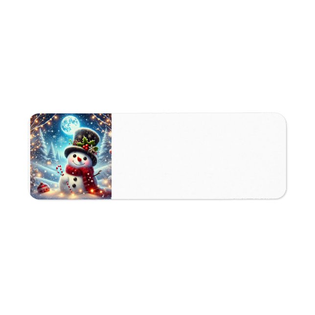 Merry Christmas Snowman Return Address Label (Front)