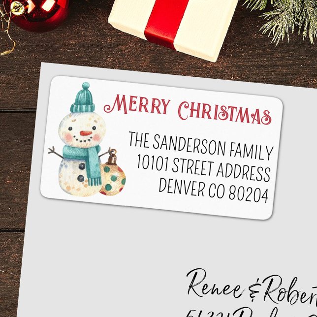 Merry Christmas Snowman Return Name Address Label (Creator Uploaded)
