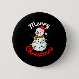 Merry Christmas Snowman Santa Hat Holiday Kids Men 6 Cm Round Badge