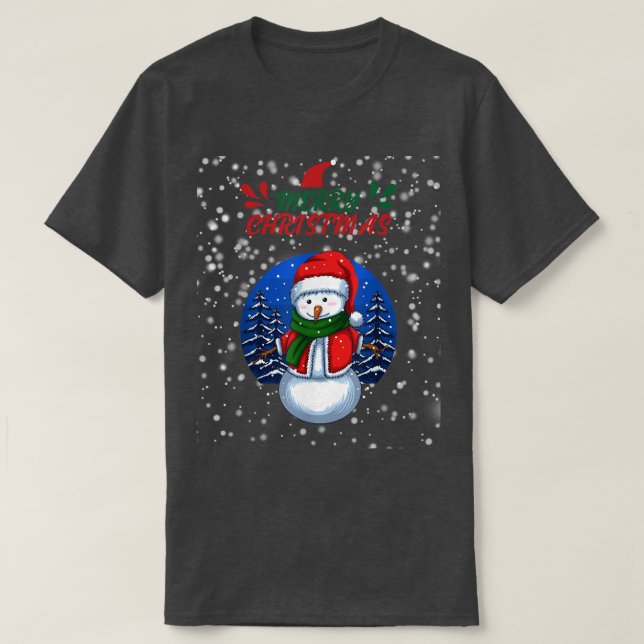 Merry Christmas Snowman Snow Holidays  T-Shirt (Design Front)