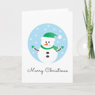 Merry Christmas Snowman Snowflakes Card