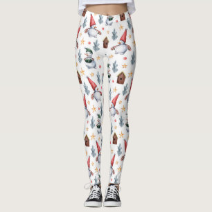 Merry Christmas Snowman Snowflakes Pattern Leggings