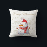 Merry Christmas,Snowman,Sparkles,White Cushion<br><div class="desc">Merry christmas , snowman , sparkles  on white background.</div>
