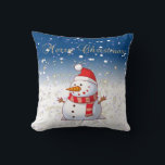 Merry Christmas,Snowman,Sparkles,White Cushion<br><div class="desc">Merry christmas , snowman , sparkles  on white background.</div>