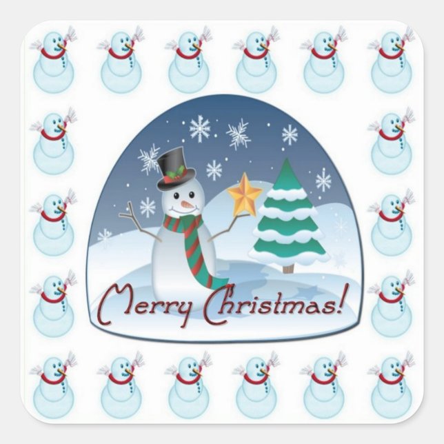 Merry Christmas Snowman Stickers (Front)