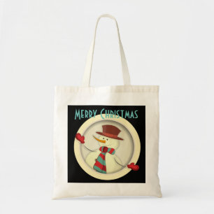 Merry Christmas Snowman Tote Bag