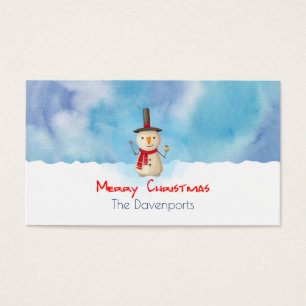 Merry Christmas Snowman Waving And Smiling