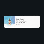 Merry Christmas Snowman Waving And Smiling Return Address Label<br><div class="desc">Address labels with a cute snowman illustration. He is wearing a black stovepipe hat, holding a classic corn cob pipe, and wearing a red scarf. Standing in the cold white snow smiling and waving hello. The background is composed of a watercolor sky with blue and purple colours blending and mingling...</div>