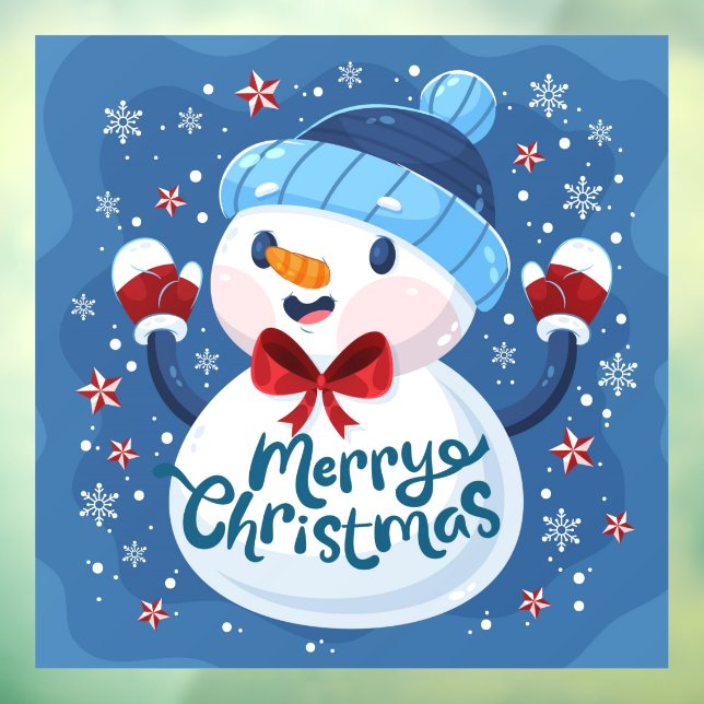 Merry Christmas Snowman Window Cling (Sheet 3)