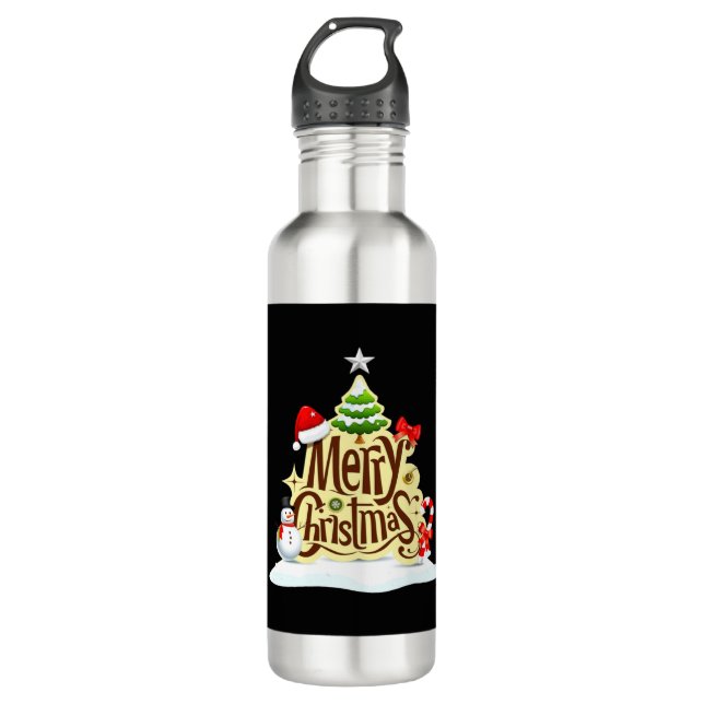 Merry Christmas snowman winter Tank Top 710 Ml Water Bottle (Front)
