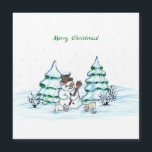 Merry Christmas! Snowman with Cat and Puppy<br><div class="desc">Merry Christmas! Snowman with Cat and Puppy - little Dog ~~~ coloured pencil drawing by Krisi ArtKSZP ~~~ Store Category >>> Merry Christmas for Kids >>> Snowman with Cat and Puppy</div>