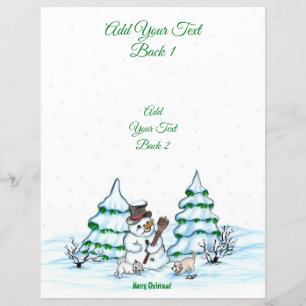 Merry Christmas! Snowman with Cat and Puppy