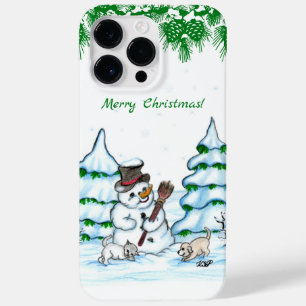 Merry Christmas! Snowman with Cat and Puppy Case-Mate iPhone 14 Pro Max Case