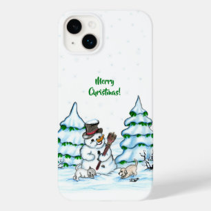 Merry Christmas! Snowman with Cat and Puppy Case-Mate iPhone 14 Plus Case