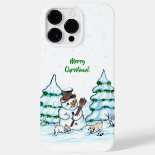 Merry Christmas! Snowman with Cat and Puppy Case-Mate iPhone 14 Pro Max Case