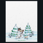 Merry Christmas! Snowman with Cat and Puppy Custom Letterhead<br><div class="desc">Merry Christmas! Snowman with Cat and Puppy - little Dog ~~~ coloured pencil drawing by Krisi ArtKSZP ~~~ Store Category >>> Merry Christmas for Kids >>> Snowman with Cat and Puppy</div>