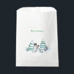 Merry Christmas! Snowman with Cat and Puppy Favour Bag<br><div class="desc">Merry Christmas! Snowman with Cat and Puppy - little Dog ~~~ coloured pencil drawing by Krisi ArtKSZP ~~~ Store Category >>> Merry Christmas for Kids >>> Snowman with Cat and Puppy</div>