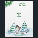 Merry Christmas! Snowman with Cat and Puppy Flyer<br><div class="desc">Merry Christmas! Snowman with Cat and Puppy - little Dog ~~~ coloured pencil drawing by Krisi ArtKSZP ~~~ Store Category >>> Merry Christmas for Kids >>> Snowman with Cat and Puppy</div>