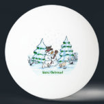 Merry Christmas! Snowman with Cat and Puppy Ping Pong Ball<br><div class="desc">Merry Christmas! Snowman with Cat and Puppy - little Dog ~~~ coloured pencil drawing by Krisi ArtKSZP ~~~ Store Category >>> Merry Christmas for Kids >>> Snowman with Cat and Puppy</div>