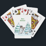 Merry Christmas! Snowman with Cat and Puppy Playing Cards<br><div class="desc">Merry Christmas! Snowman with Cat and Puppy - little Dog ~~~ coloured pencil drawing by Krisi ArtKSZP ~~~ Store Category >>> Merry Christmas for Kids >>> Snowman with Cat and Puppy</div>