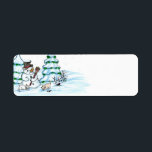 Merry Christmas! Snowman with Cat and Puppy Return Address Label<br><div class="desc">Merry Christmas! Snowman with Cat and Puppy - little Dog ~~~ coloured pencil drawing by Krisi ArtKSZP ~~~ Store Category >>> Merry Christmas for Kids >>> Snowman with Cat and Puppy</div>