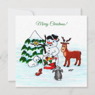 Merry Christmas! Snowman with Friends