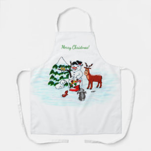 Merry Christmas! Snowman with Friends Apron