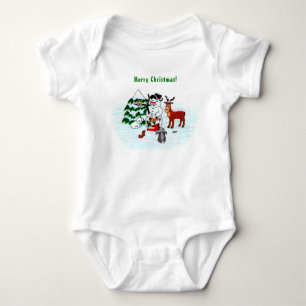 Merry Christmas! Snowman with Friends Baby Bodysuit
