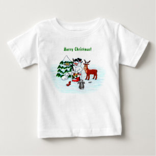 Merry Christmas! Snowman with Friends Baby T-Shirt