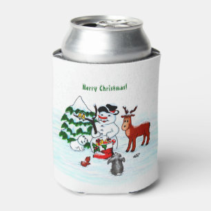 Merry Christmas! Snowman with Friends Can Cooler