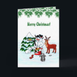 Merry Christmas! Snowman with Friends Card<br><div class="desc">Merry Christmas! Snowman with Friends - Baby Polar Bear,  Birds,  Moose,  Rabbit,    ~~~ coloured pencil drawing by Krisi ArtKSZP ~~~ Store Category >>> Merry Christmas for Kids >>> Snowman with Friends</div>