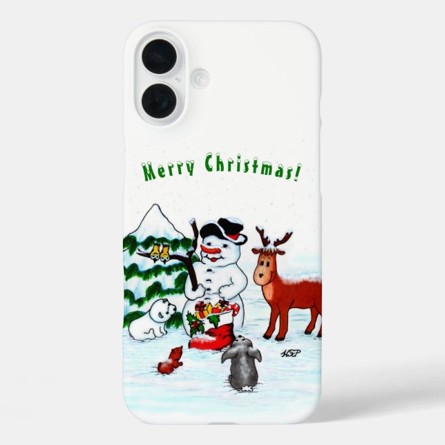 Merry Christmas! Snowman with Friends Case-Mate iPhone Case (Back)