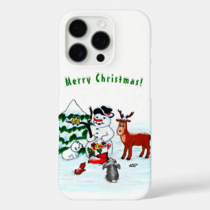 Merry Christmas! Snowman with Friends iPhone 16 Pro Case